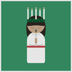 Saint Lucy with black hair at Christmas, vector