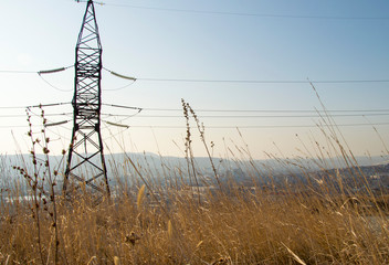 electricity pylons in the field