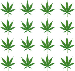 Marijuana leaf pattern. Green cannabis seamless pattern. Vector illustration.