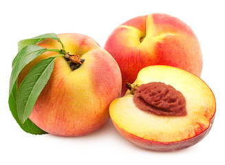 Peach isolated on white background, clipping path, full depth of field