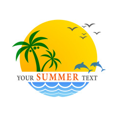 Fototapeta na wymiar Summer Beach Logo Images. Holidays design. Retro and vintage templates. Labels, Badges,Emblem. Vector illustration