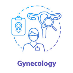 Gynecology blue gradient concept icon. Women healthcare idea thin line illustration. Gynaecologist, doctor. Female reproductive system, fertility, anatomy. Vector isolated outline drawing