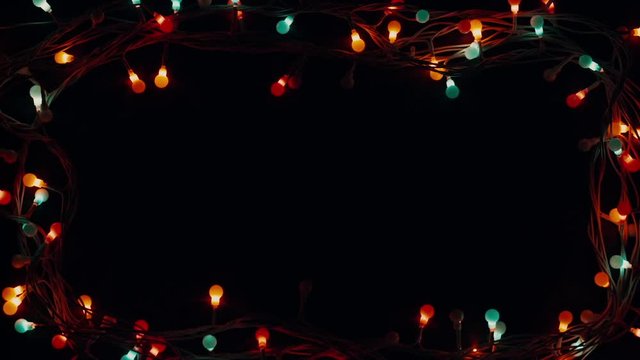 flashing christmas lights on black background