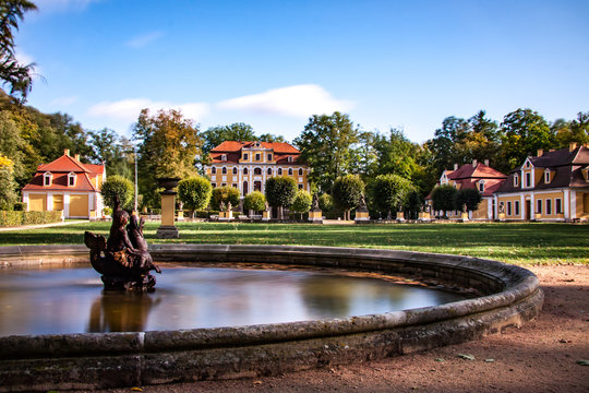 fountain in the park of castle Neschwitz