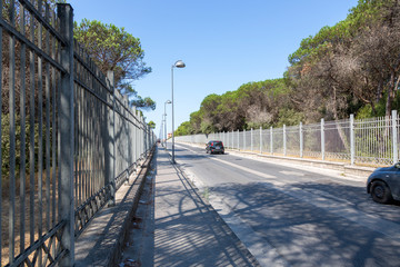 Road to the sea in the city of Castel Volturno in Italy