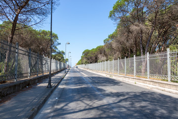 Road to the sea in the city of Castel Volturno in Italy