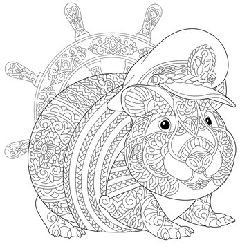 coloring page with guinea pig