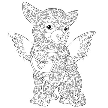 coloring page with chihuahua dog