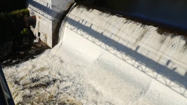 Wide view showing shadows along the Montmorency Falls In Quebec City