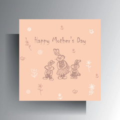 Mother's day greeting card design. A cute character in pastel colors is manually drawn. Vector 10 EPS.