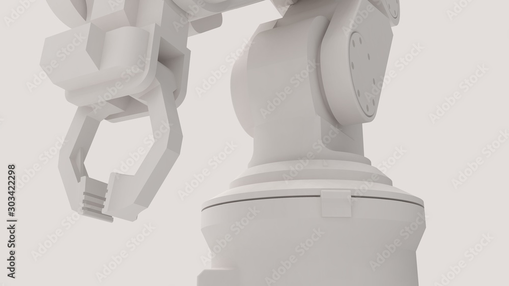 Fototapete 3d rendering of a robot arm isolated in a colored studio background