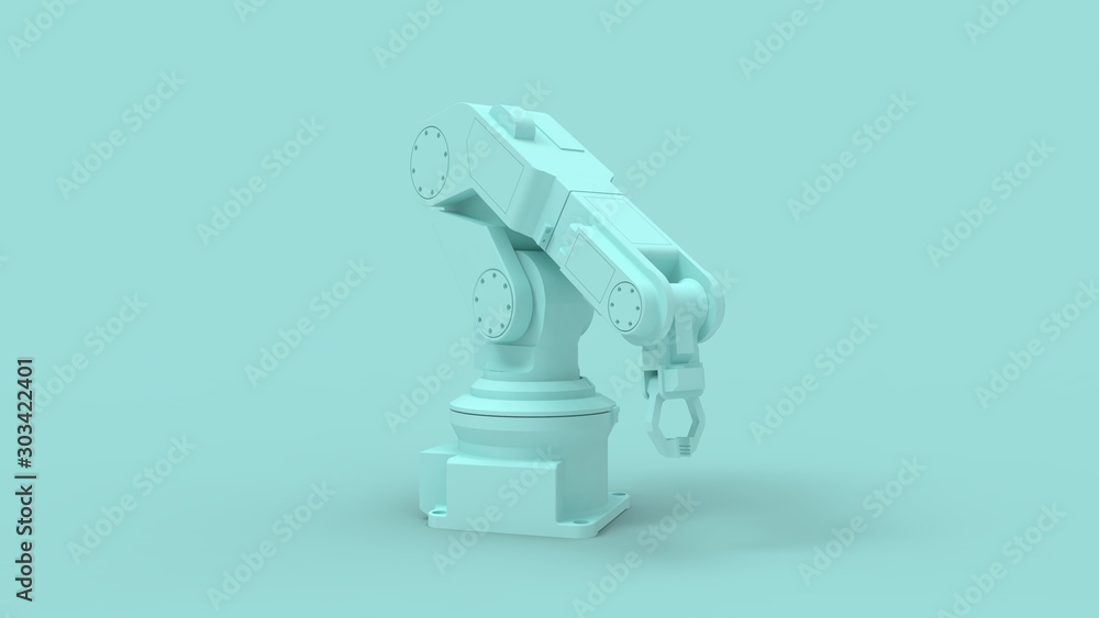 Fototapete 3d rendering of a robot arm isolated in a colored studio background