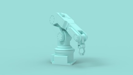 3d rendering of a robot arm isolated in a colored studio background