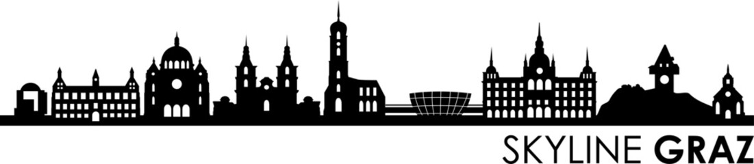 Naklejka premium Graz City Skyline Vector Silhouette