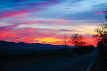 Fototapeta premium sunset in mountains