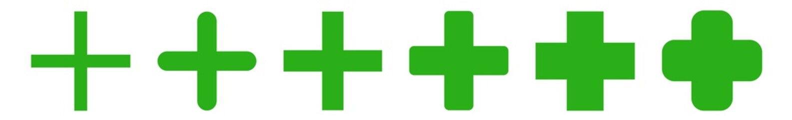 Cross Plus Icon Green | First Aid | Addition Symbol | Medical Logo | Positive  Sign | Isolated | Variations