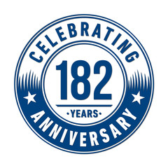 182 years anniversary celebration logo template. Vector and illustration.