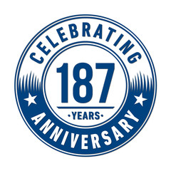 187 years anniversary celebration logo template. Vector and illustration.