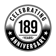 189 years anniversary celebration logo template. Vector and illustration.