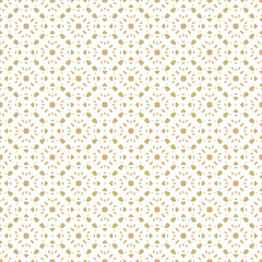 Golden vector seamless pattern in Arabian style. Gold and white floral ornament