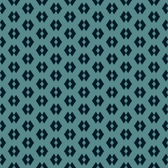 Vector geometric seamless pattern. Black and teal texture with small rhombuses