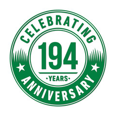 194 years anniversary celebration logo template. Vector and illustration.