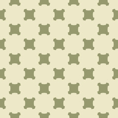 Organic natural style green geometric seamless pattern with crosses, squares
