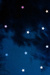 star on a blue fabric  background