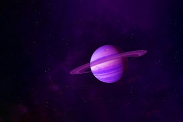 Saturn planet in pink color. Elements of this image were furnished by NASA.