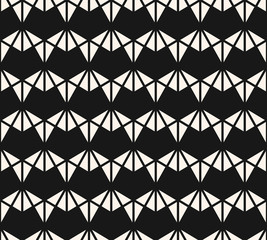 Vector geometric triangles seamless pattern. Black and white abstract ornament