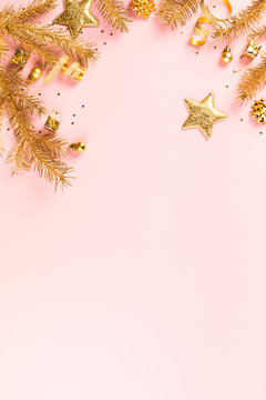 Christmas Flat Lay Background.Holiday card.