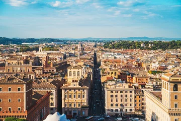 Deurstickers Panorama of Rome historic center from Vittorio Emanuele II roof. © DedMityay