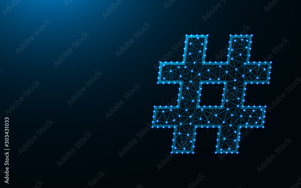 Wall mural hashtag symbol polygonal vector illustration