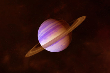 Planet Saturn, in bright colors, on a dark background. Elements of this image were furnished by NASA. © Artsiom P