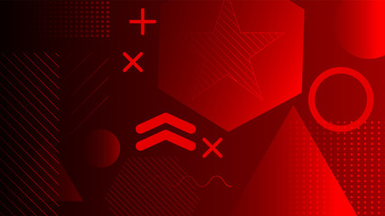 Modern gradient shapes circle line triangle hexagon red background. Use for modern design, cover, template, decorated, brochure,