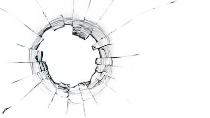 hole from a ball on a white background