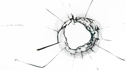 hole from a ball on a white background