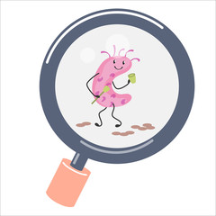 Cute, cartoony, comic probiotics of characters of bacteria,