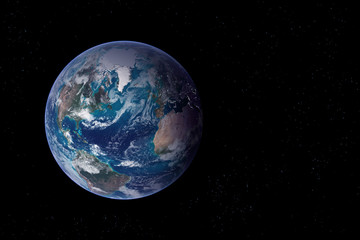 Planet earth from space on a dark background. Elements of this image were furnished by NASA.