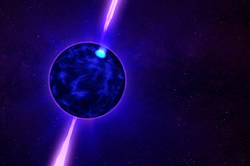 A neutron star, a pulsar, on a dark background. Elements of this image were furnished by NASA.