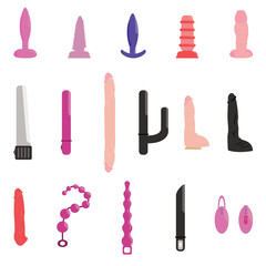 Sex toys icon set. Vector.