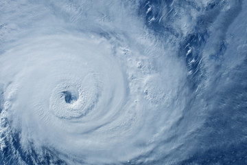 Typhoon from space near the coast. Elements of this image were furnished by NASA.
