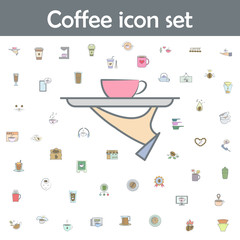 Coffee on tray colored icon. Coffee icons universal set for web and mobile