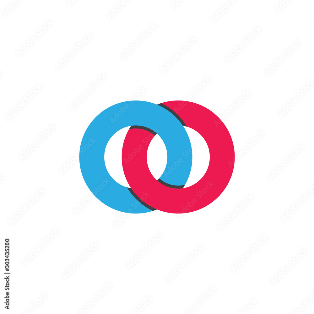 Poster linked circle linked shadow logo vector