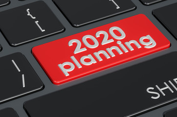 Fototapeta premium 2020 planning button on the keyboard, 3D rendering