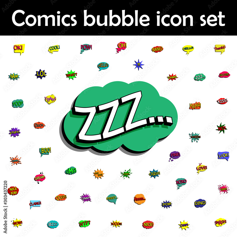 Aufkleber comic speech bubble with expression text zzz ... icon. comic icons universal set for web and mobile