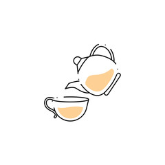 teapot with cup spa fill style icon