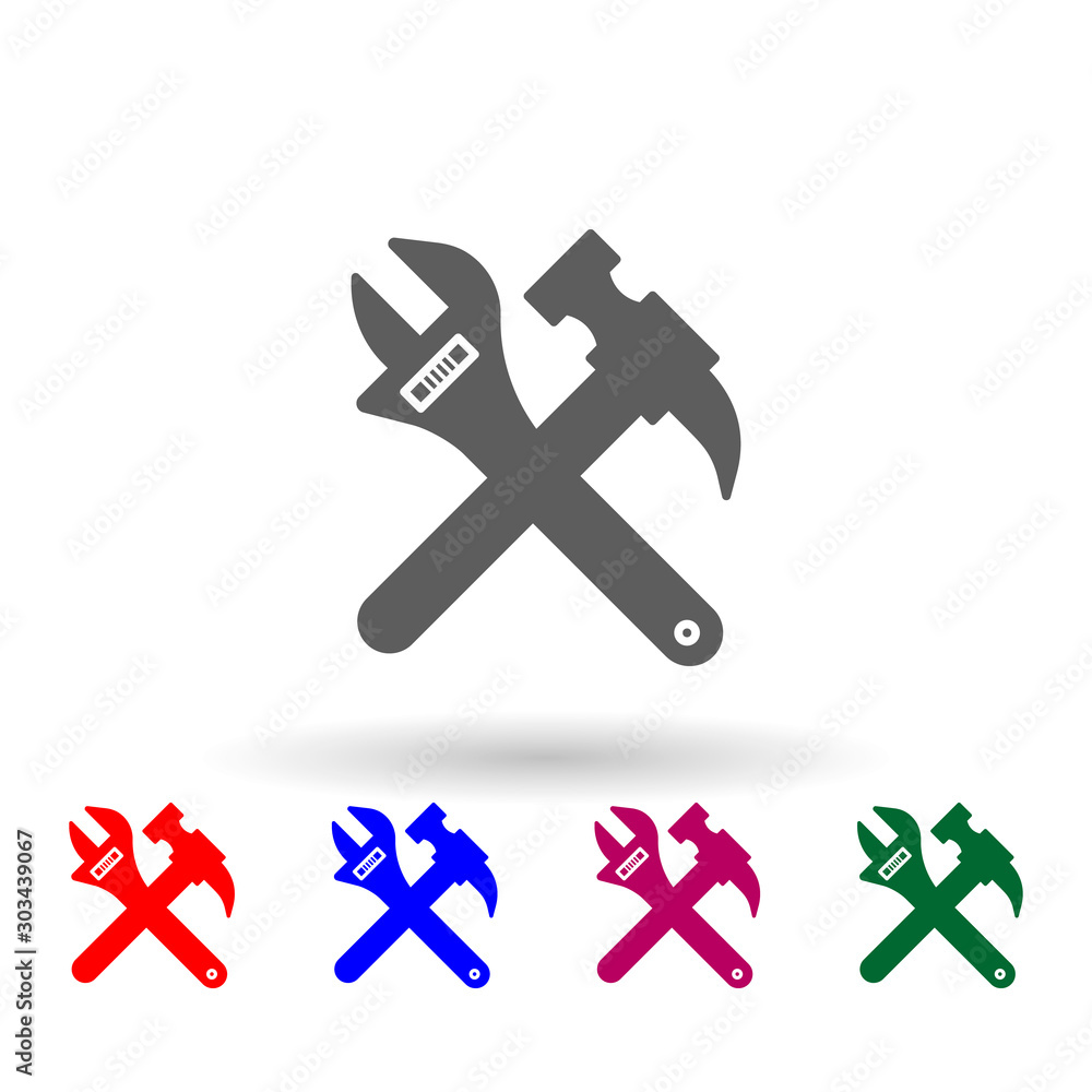 Poster repair tools multi color icon. simple glyph, flat vector of car repear icons for ui and ux, website 