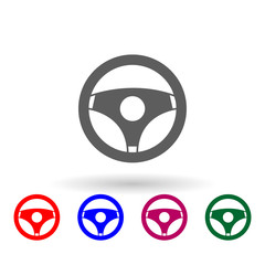 Steering wheel multi color icon. Simple glyph, flat vector of car repear icons for ui and ux, website or mobile application