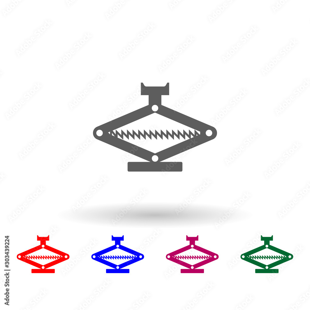 Poster car jack multi color icon. simple glyph, flat vector of car repear icons for ui and ux, website or m